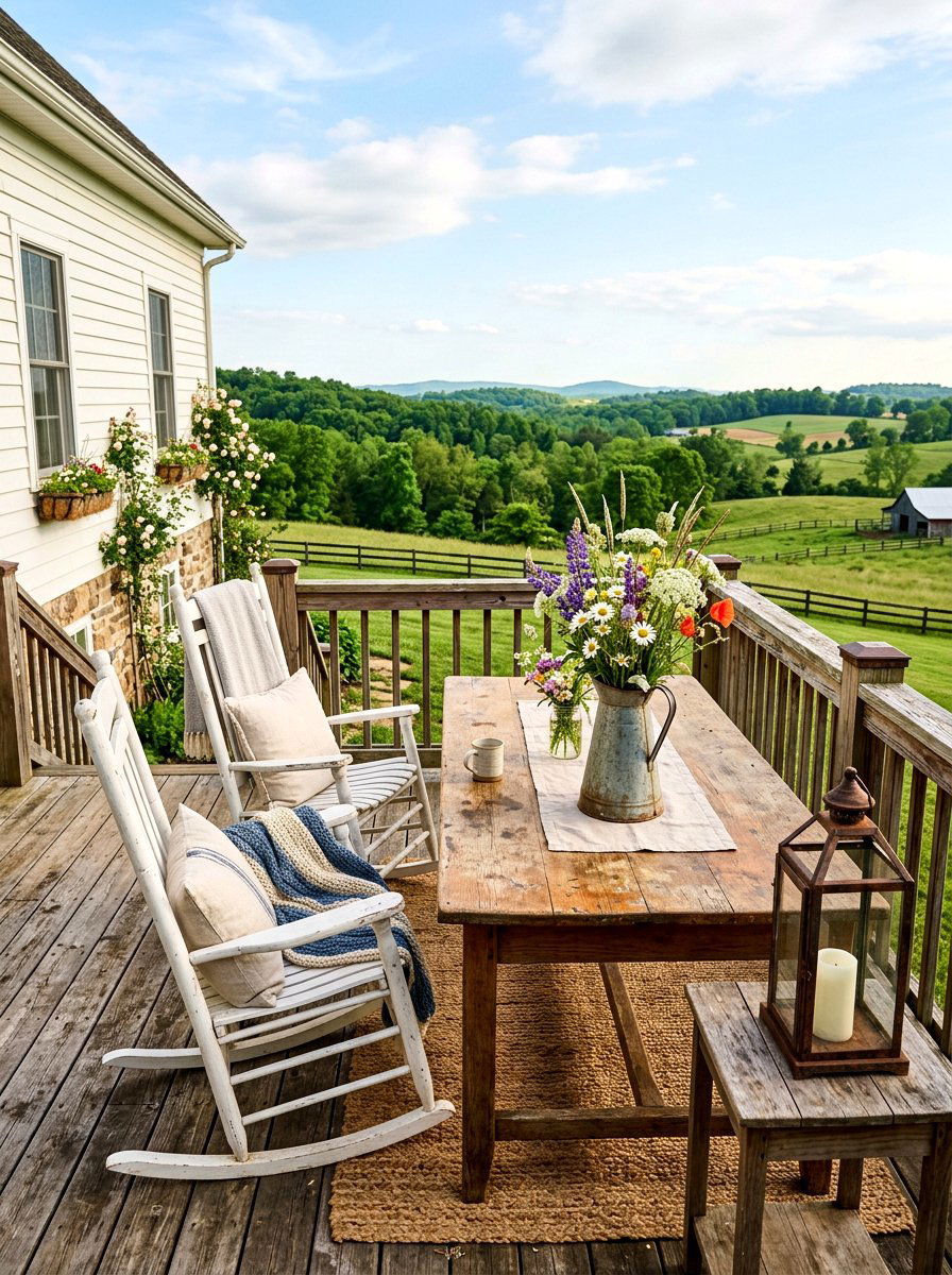 Rustic Farmhouse Deck - 25 Deck Spring Decor Ideas