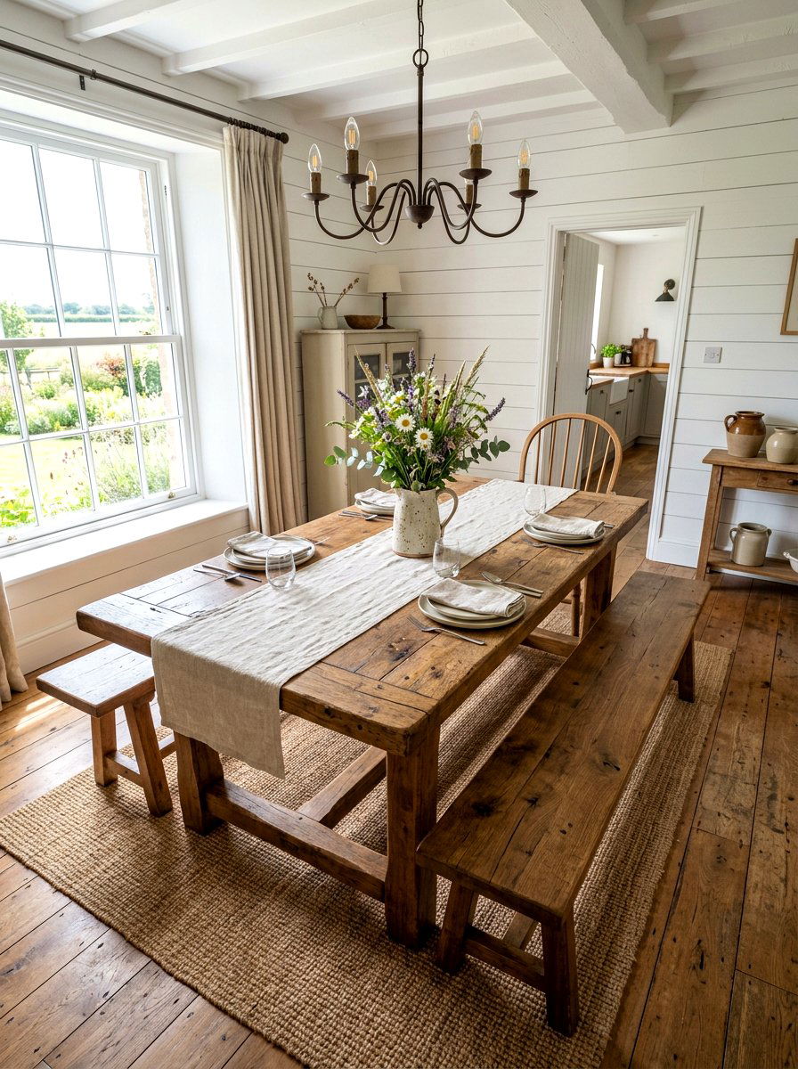 Rustic Farmhouse Dining Table - 25 Spring Cottagecore Decor Ideas