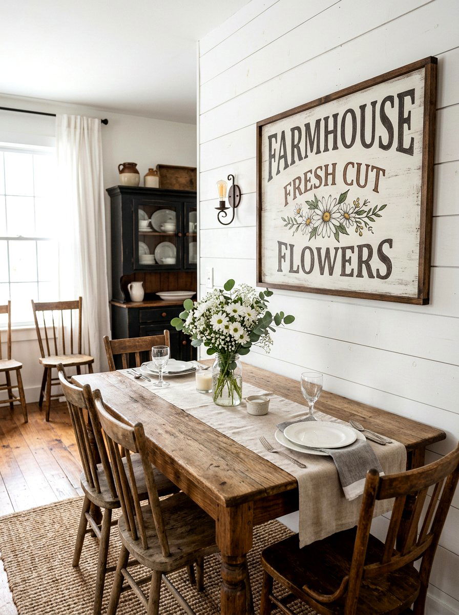 Rustic Farmhouse Flower Sign - 25 Spring Painted Sign Ideas