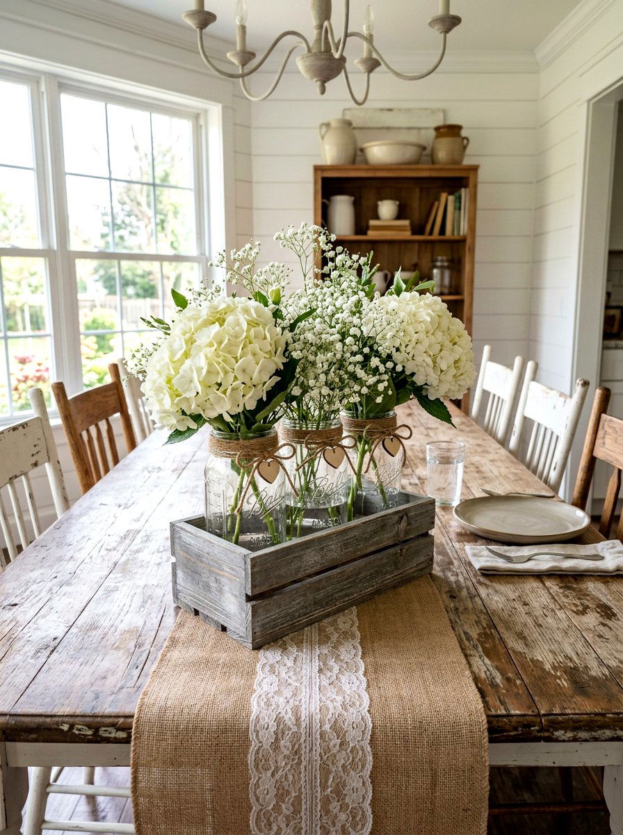 Rustic Farmhouse Mason Jar - 25 Spring Mason Jar Centerpiece Ideas