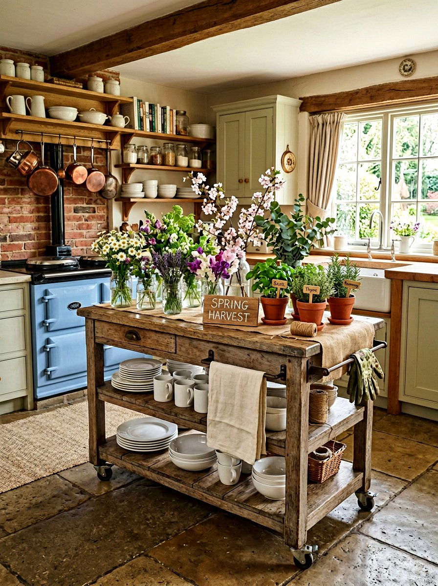 Rustic Farmhouse Spring Theme - 25 Spring Bar Cart Decor Ideas