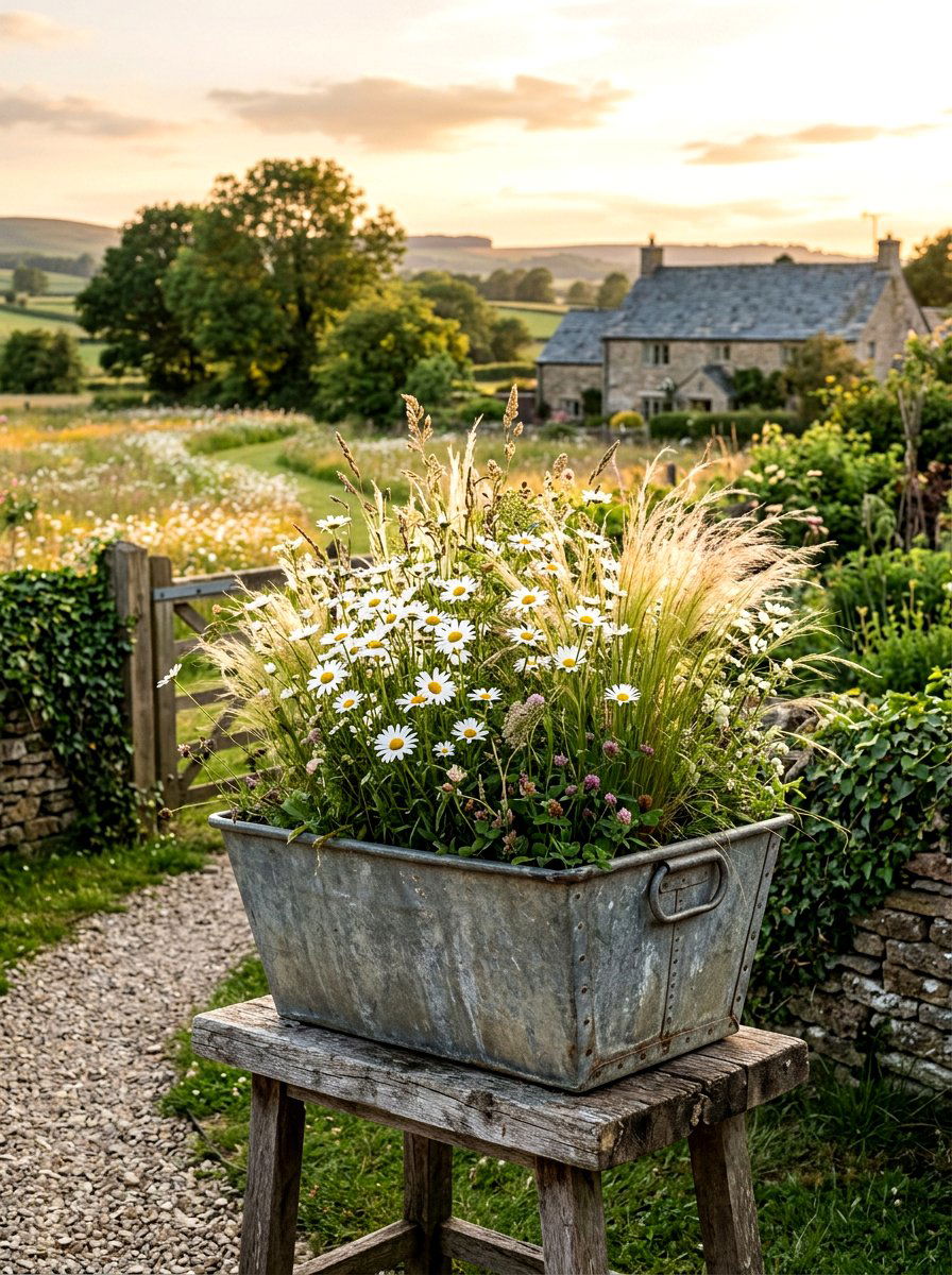 Rustic Farmhouse Trough Planter - 25 Spring Planter Box Ideas