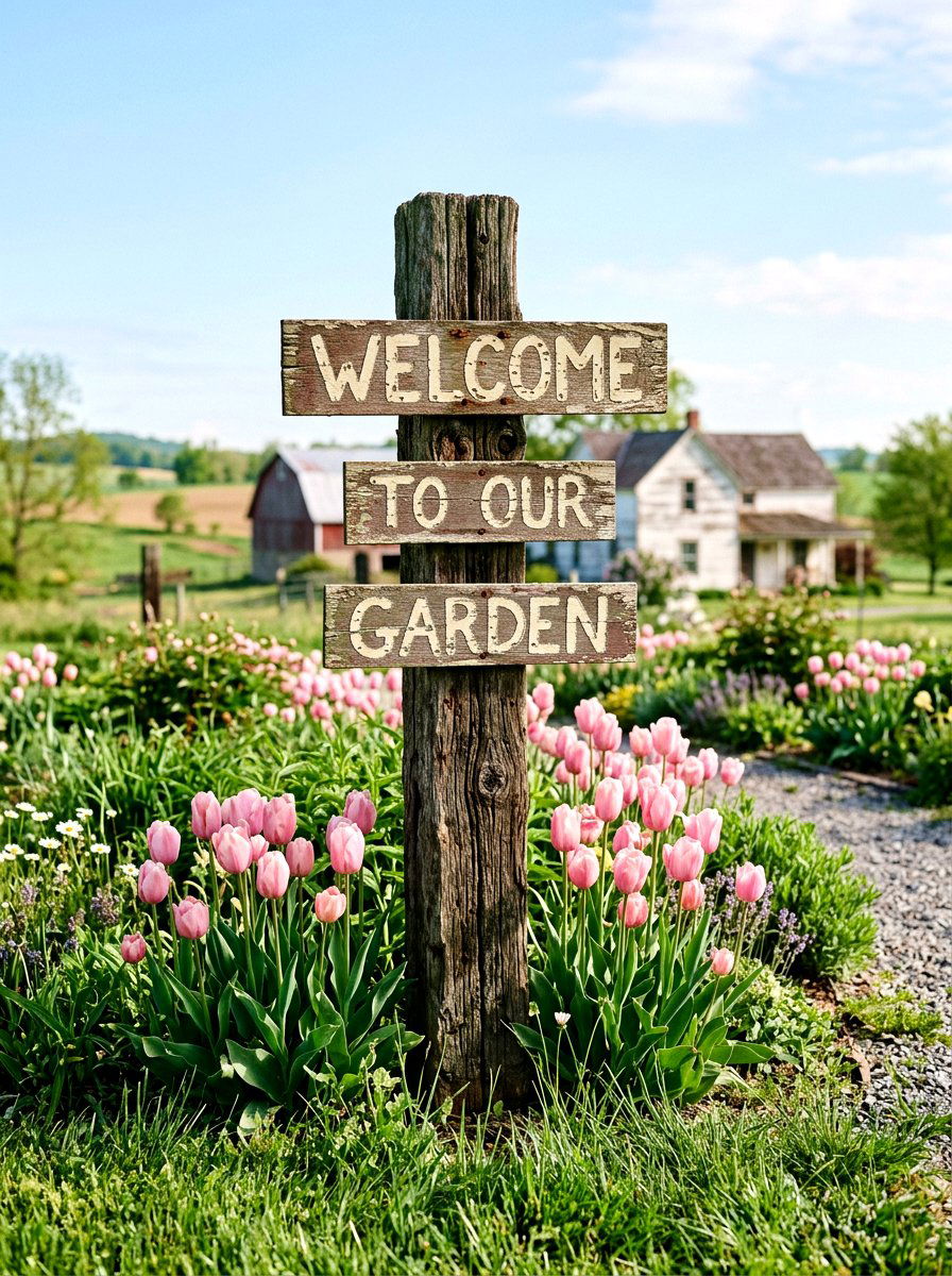 Rustic Fence Post Sign - 25 Spring Farmhouse Sign Ideas