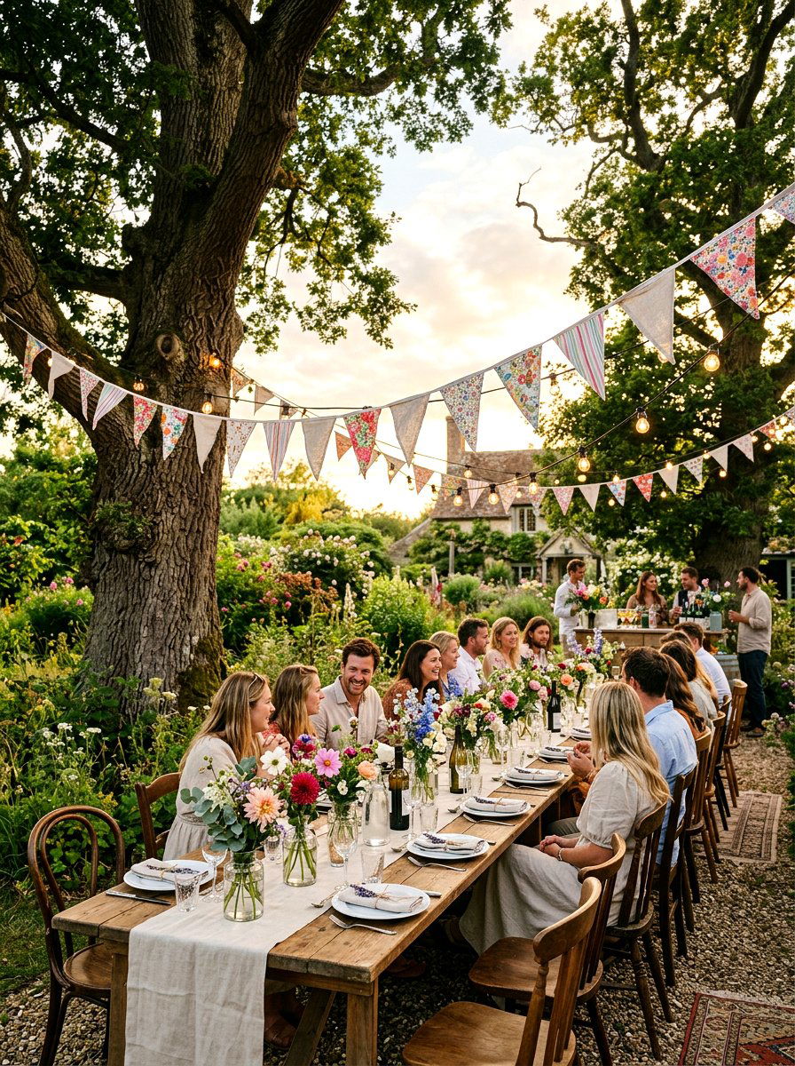 Rustic Garden Party Bunting - 25 Spring Fabric Bunting Ideas