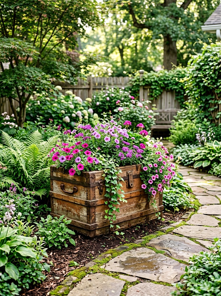 Rustic Garden Trunk - 25 Spring Trunk Decor Ideas