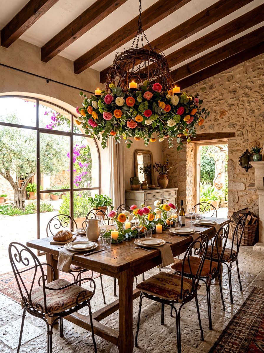 Rustic Grapevine Floral Lighting - 25 Spring Flower Chandelier Ideas