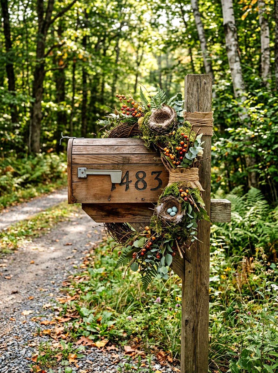 Rustic Grapevine Mailbox Swag - 25 Spring Mailbox Swag Ideas
