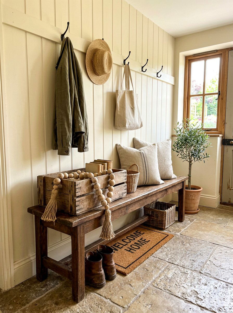 Rustic Jute Wood Bead Garland - 25 Spring Bead Garland Ideas