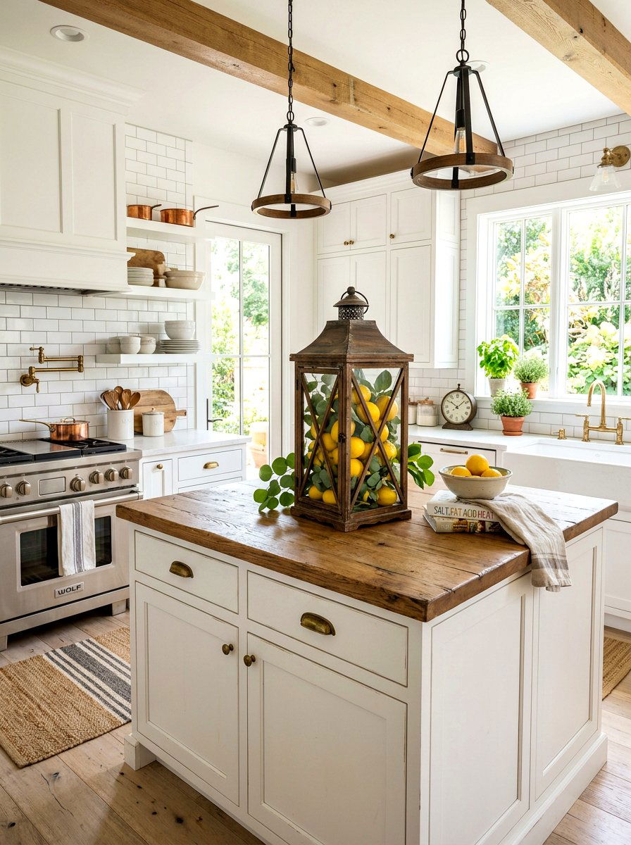 Rustic Lantern With Lemons And Greenery - 25 Spring Lantern Centerpiece Ideas