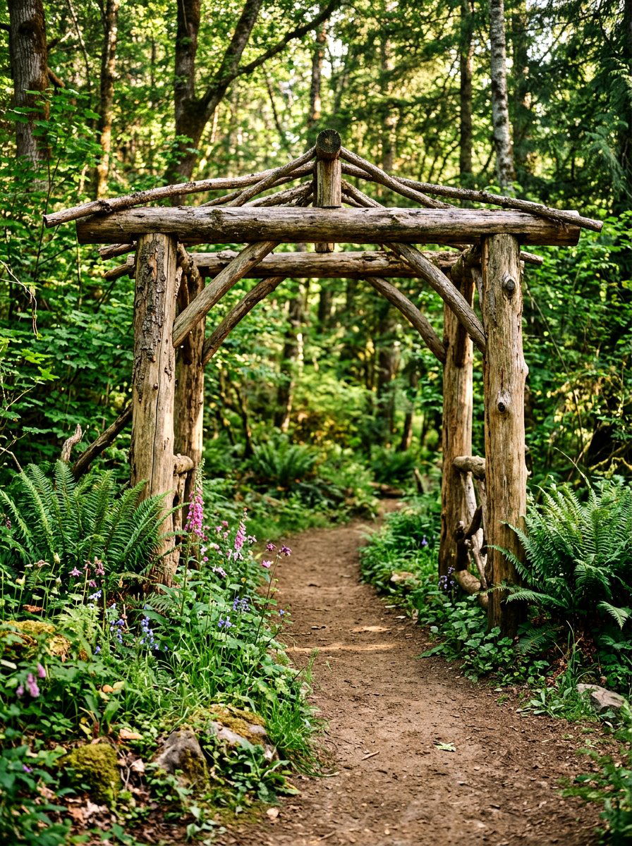 Rustic Log Arbor - 25 Spring Arbor Entrance Decor Ideas