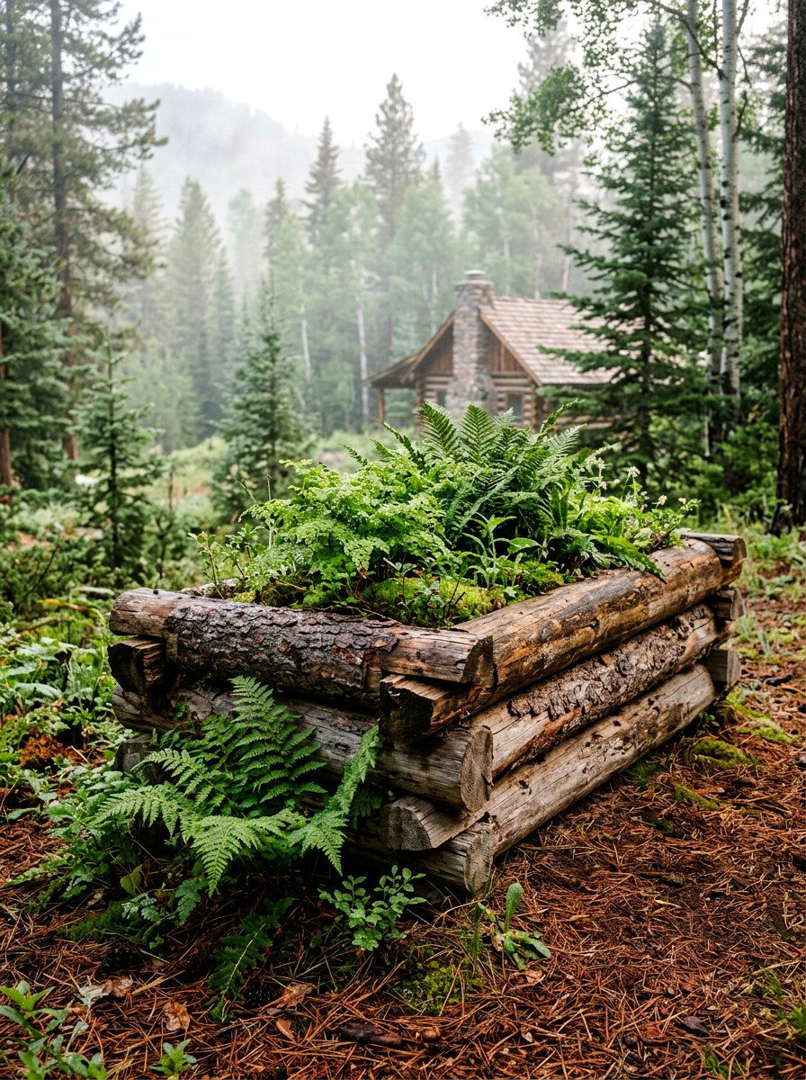 Rustic Log Planter - 25 Spring Raised Bed Decor Ideas
