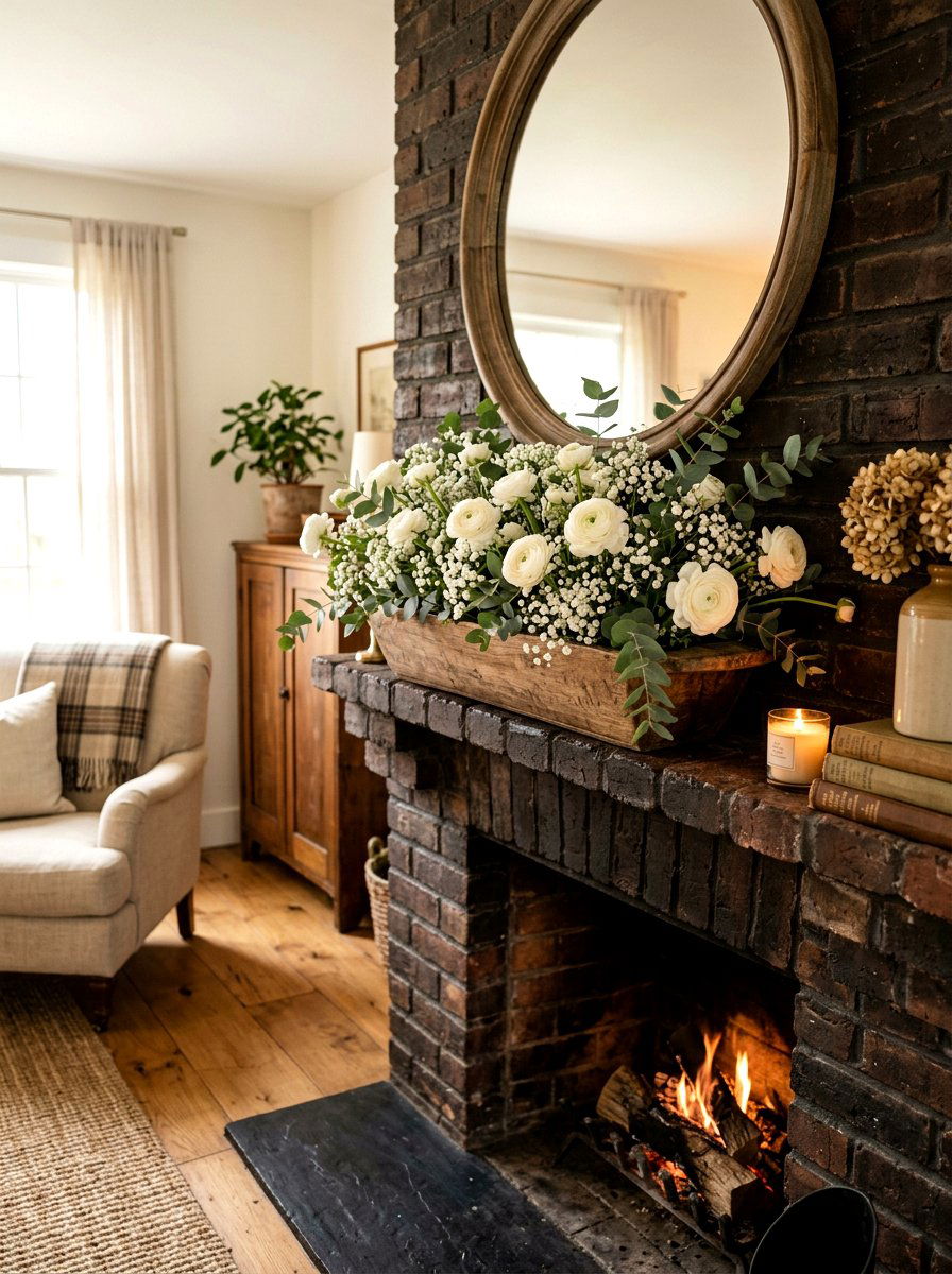 Rustic Mantle Flower Box - 25 Spring Wooden Box Decor Ideas