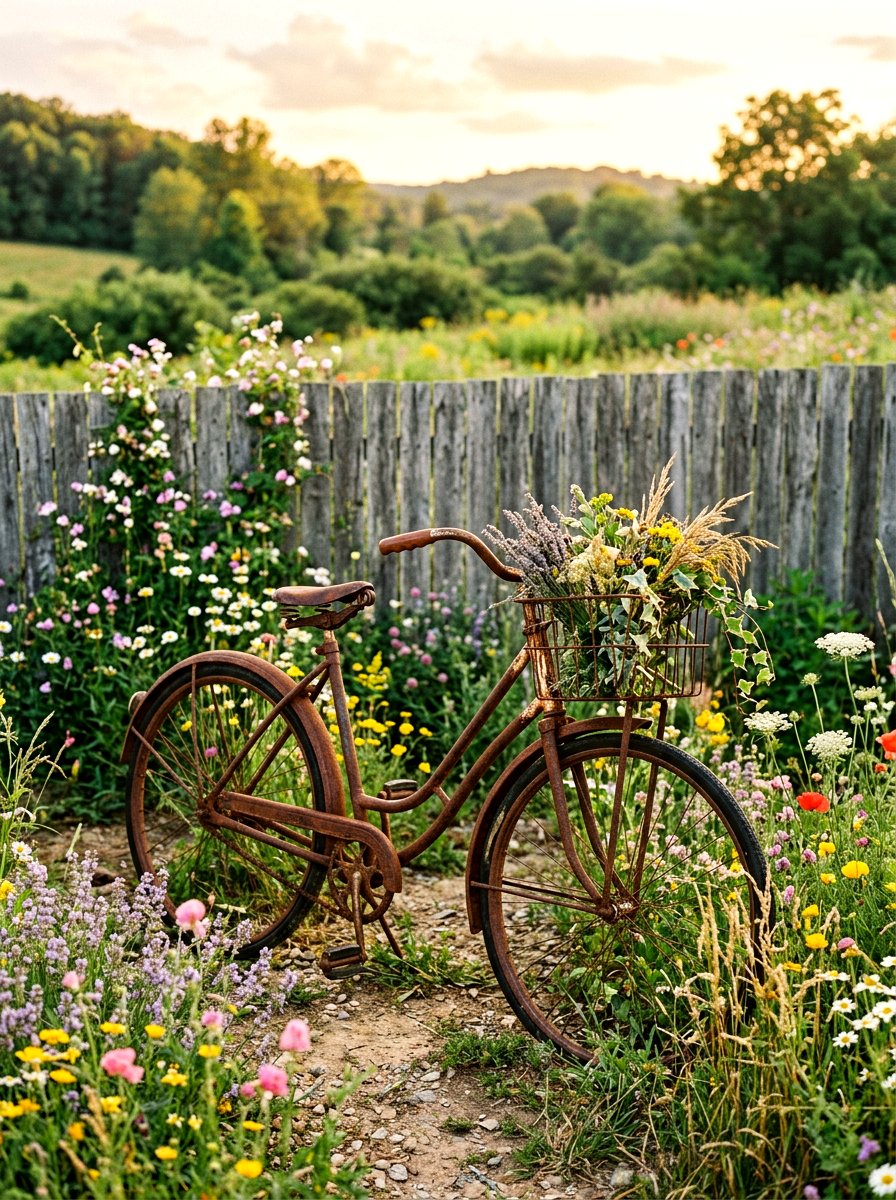 Rustic Metal Bicycle Yard Decor - 25 Spring Bicycle Decor Ideas
