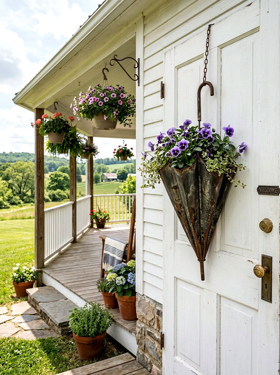 Rustic Metal Umbrella - 25 Spring Umbrella Door Decor Ideas