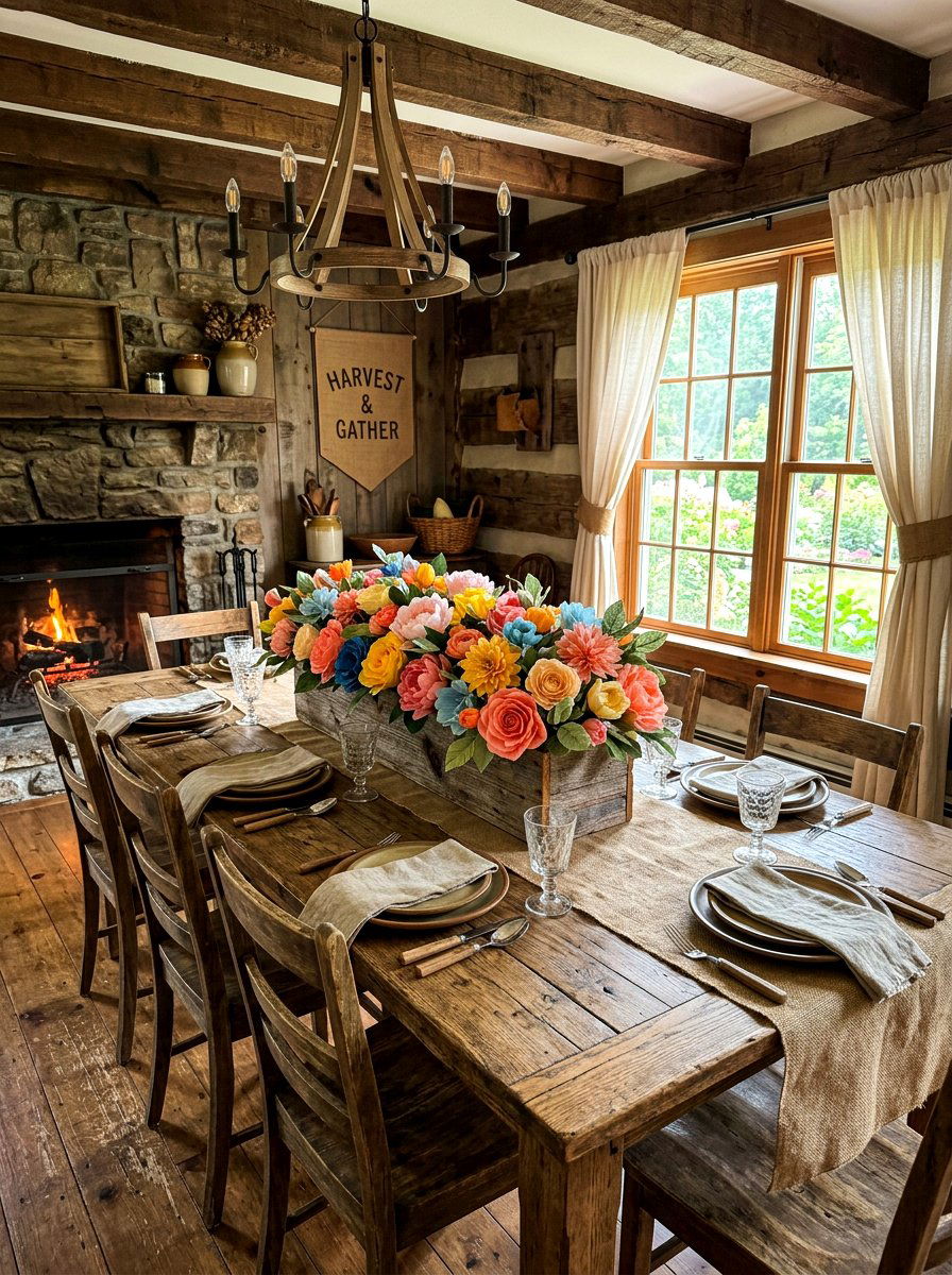 Rustic Paper Flower Centerpiece - 25 Spring Tissue Paper Flower Ideas