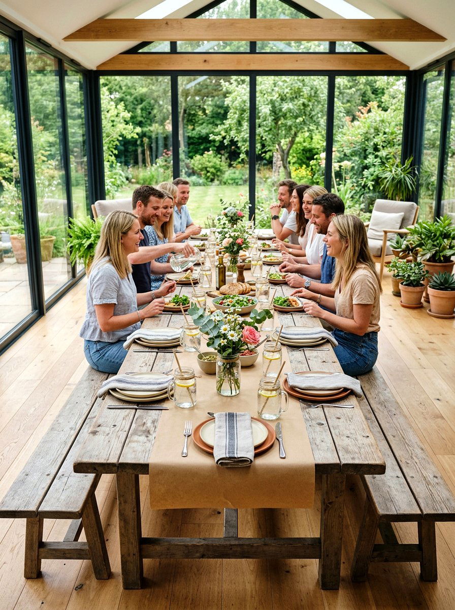 Rustic Picnic Table Setting - 25 Spring Long Table Decor Ideas