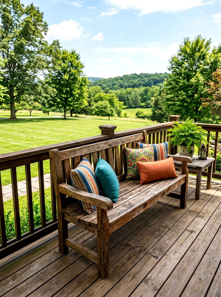 Rustic Porch Bench - 25 Spring Distressed Furniture Ideas