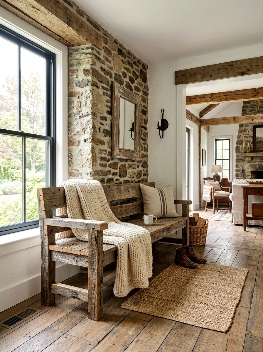 Rustic Reclaimed Wood Bench - 25 Spring Bedroom Bench Ideas