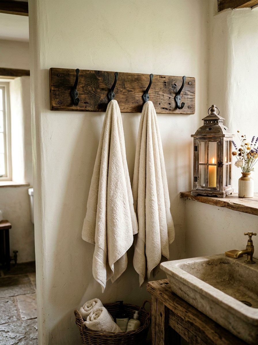 Rustic Reclaimed Wood Towel Hanger - 25 Spring Towel Rack Decor Ideas