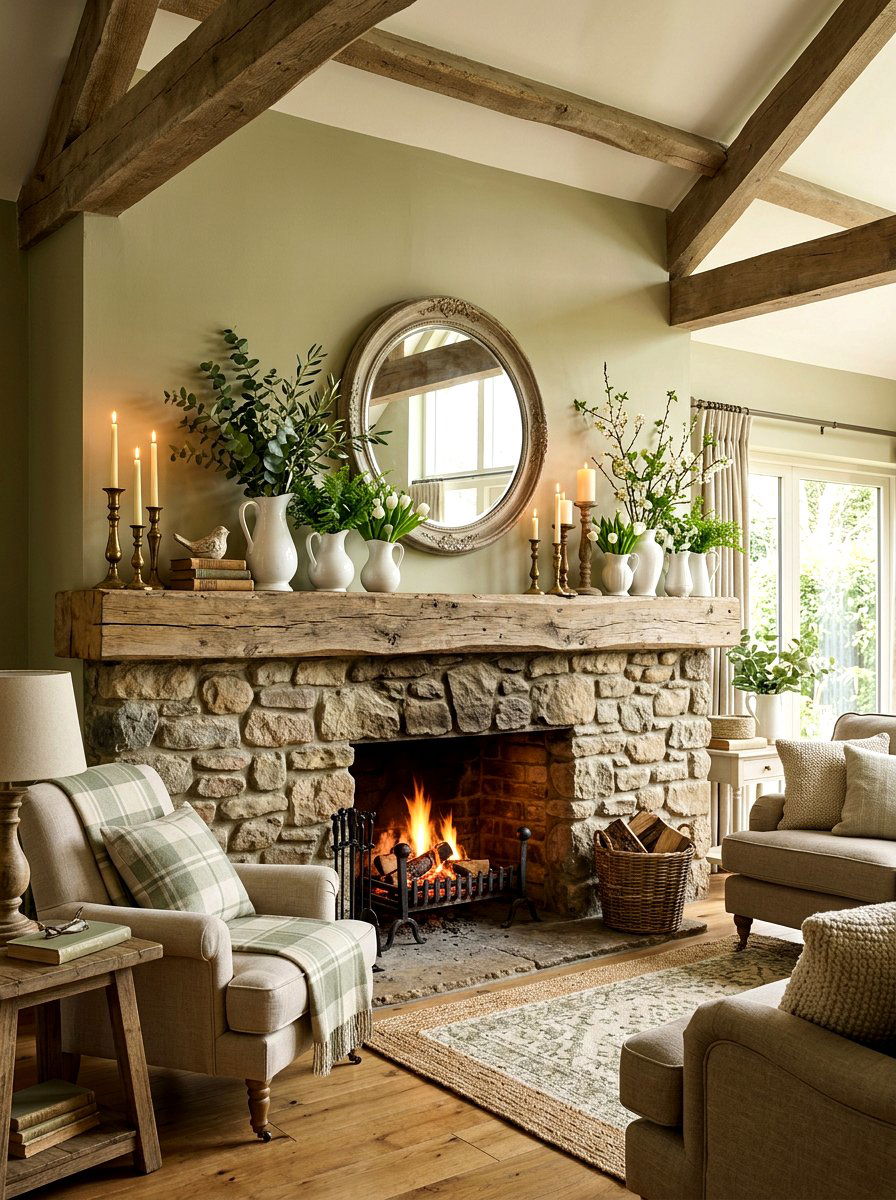 Rustic Spring Mantel - 25 Spring Rustic Decor Ideas