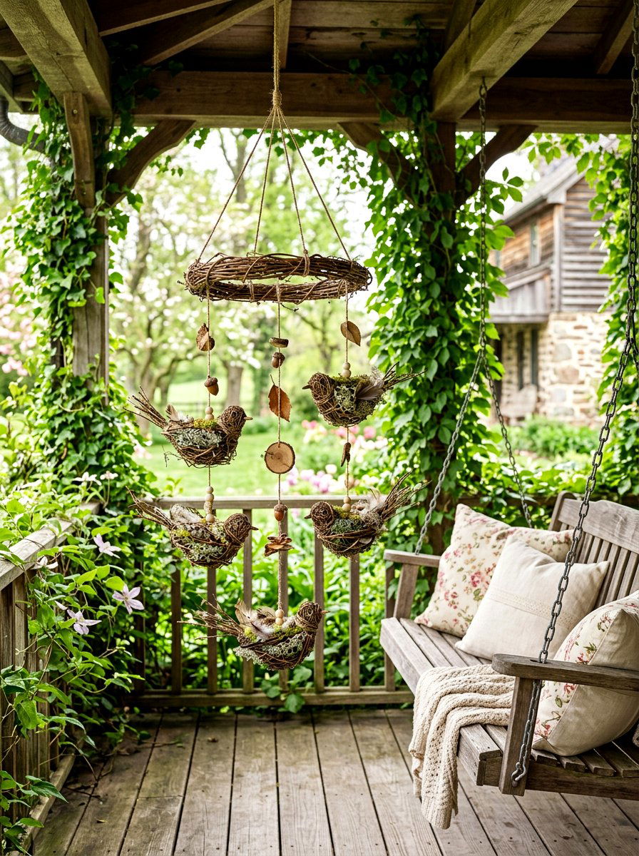 Rustic Twig Bird Mobile - 25 Spring Bird Mobile Ideas