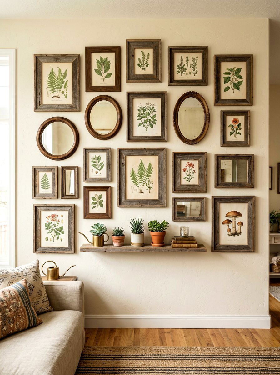 Rustic Wall Gallery - 25 Spring Rustic Decor Ideas