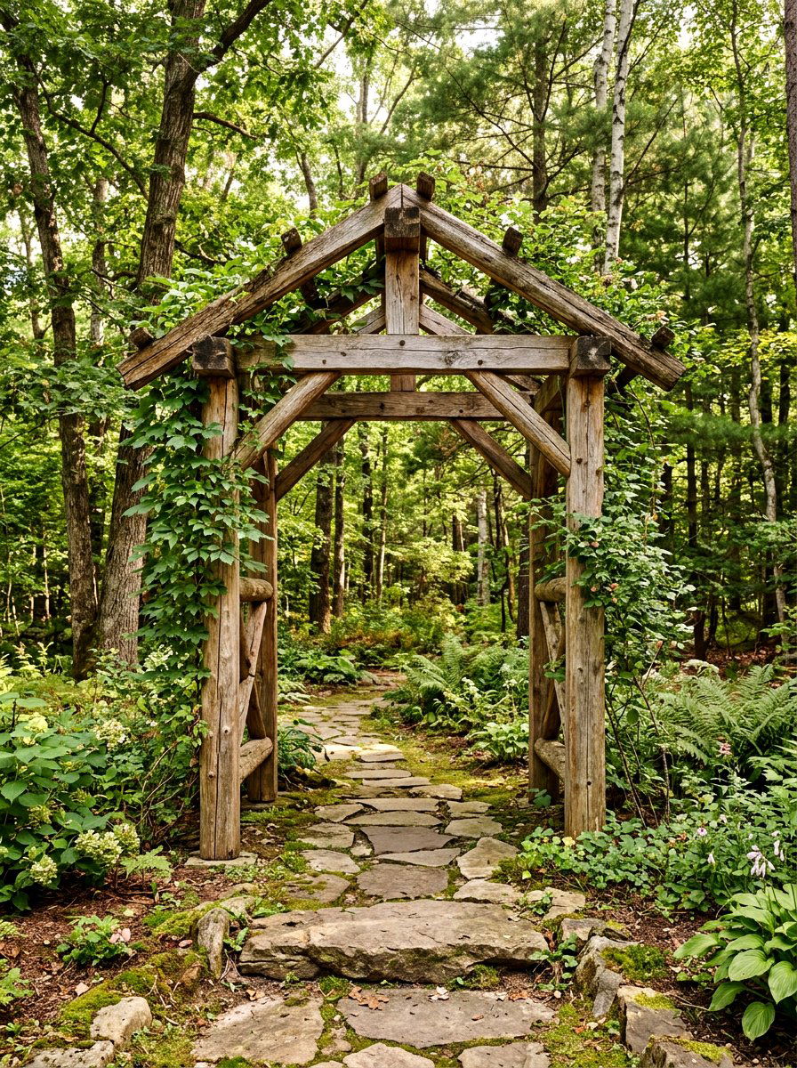 Rustic Wood Arbor - 25 Spring Arbor Decor Ideas