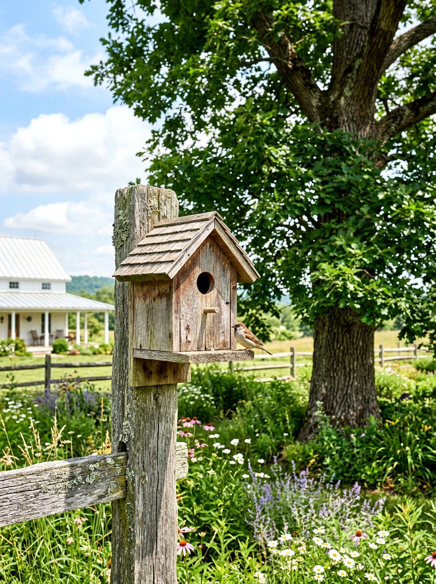 Rustic Wood Birdhouse - 25 Spring Birdhouse Decor Ideas