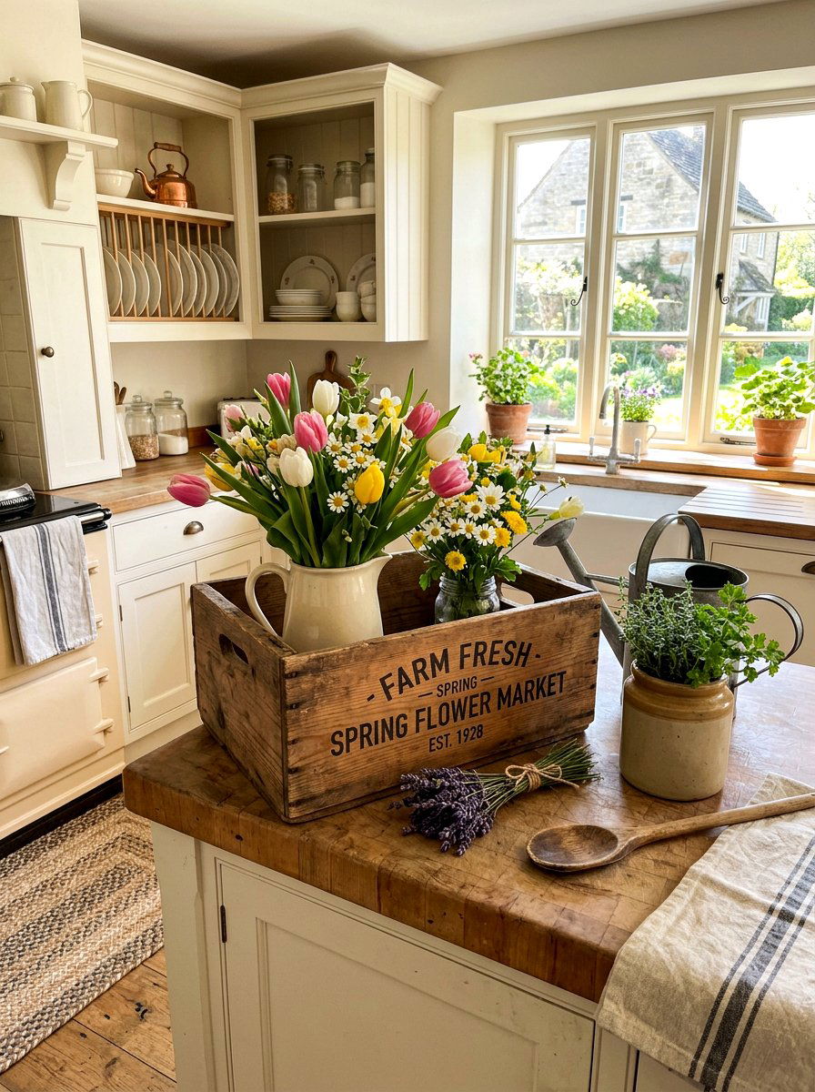 Rustic Wood Crate - 25 Spring Plant Stand Ideas