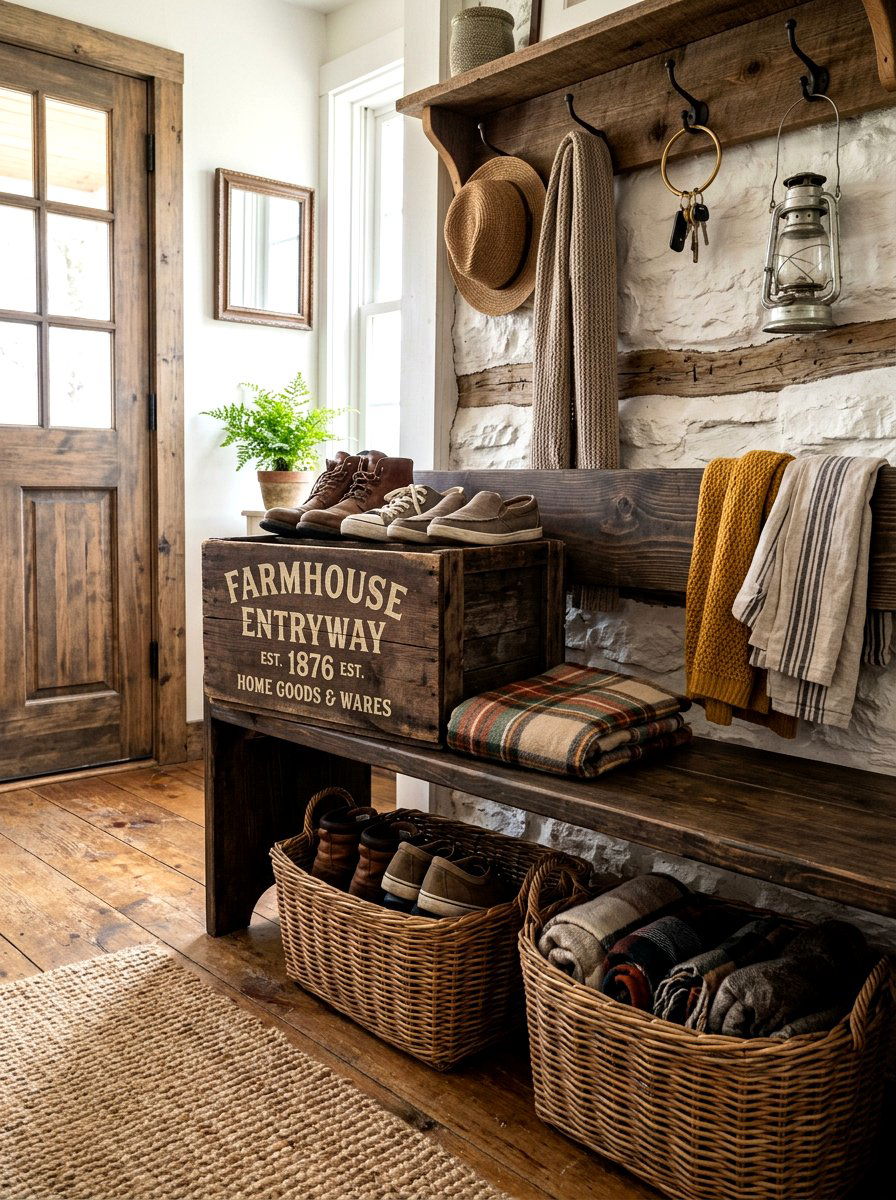 Rustic Wood Crate Stencil - 25 Spring Stencil Decor Ideas