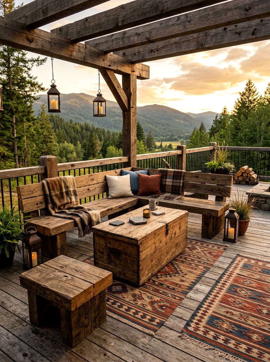 Rustic Wood Deck - 25 Spring Deck Decor Ideas