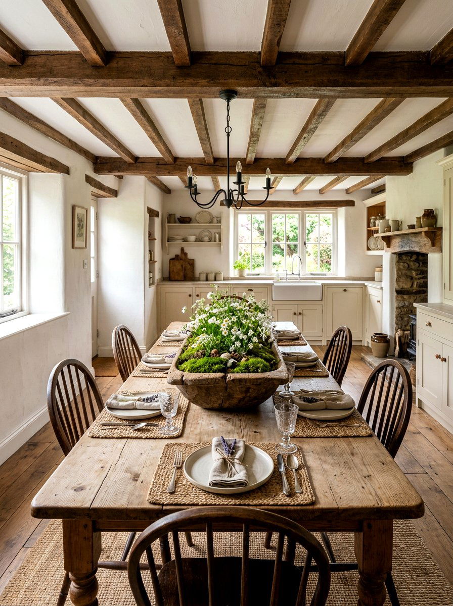 Rustic Wood Dough Bowl - 25 Spring Kitchen Centerpiece Ideas