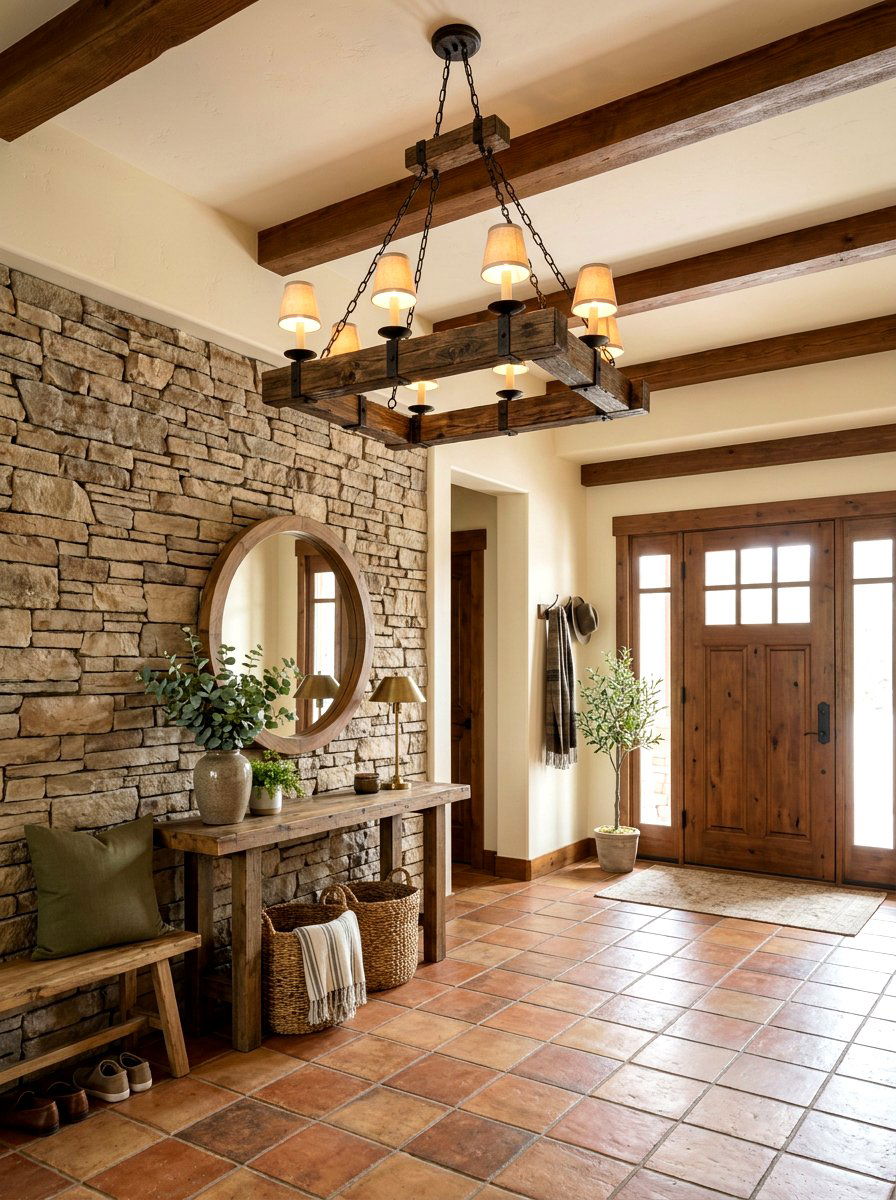 Rustic Wood Entryway Chandelier - 25 Spring Foyer Chandelier Ideas