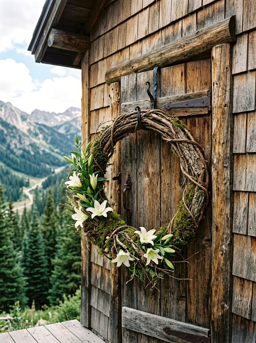Rustic Wood Hoop Wreath - 25 Spring Flower Wreath Hoop Ideas