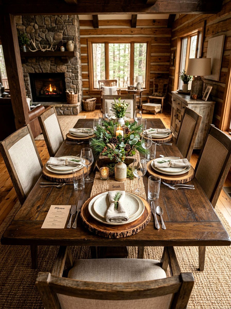 Rustic Wood Slice Charger - 25 Spring Dinner Party Table Ideas