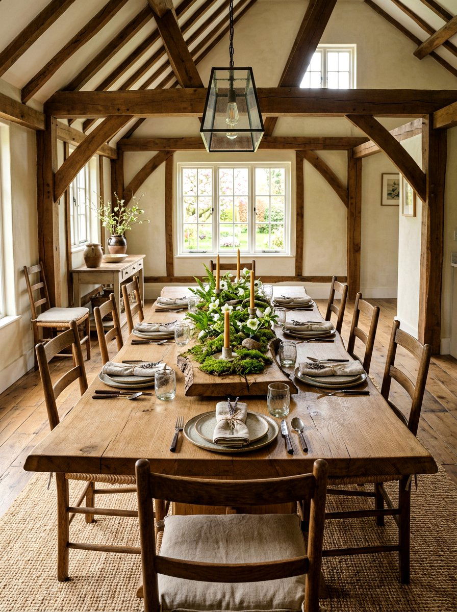 Rustic Wood Table - 25 Spring Table Arrangement Ideas