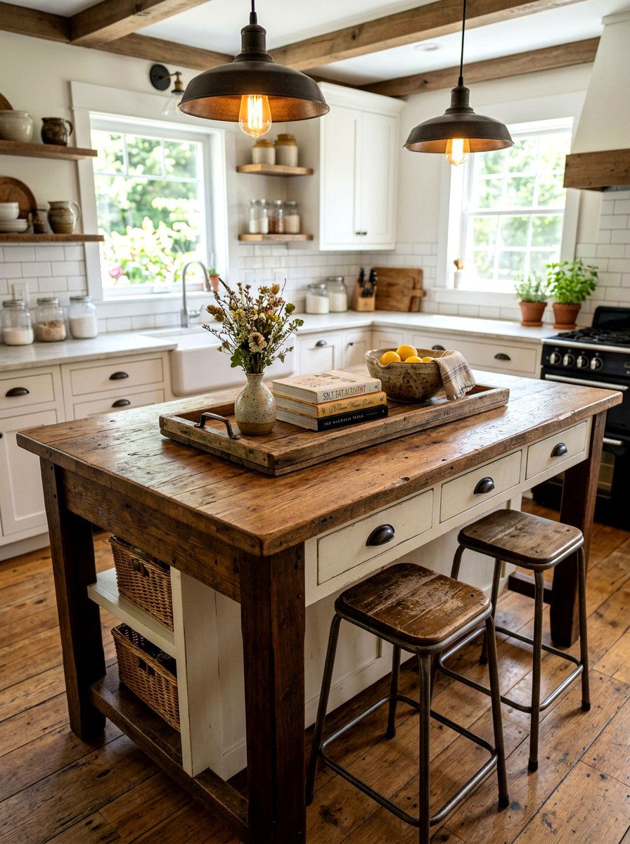 Rustic Wood Tray Spring Decor - 25 Spring Kitchen Island Decor Ideas