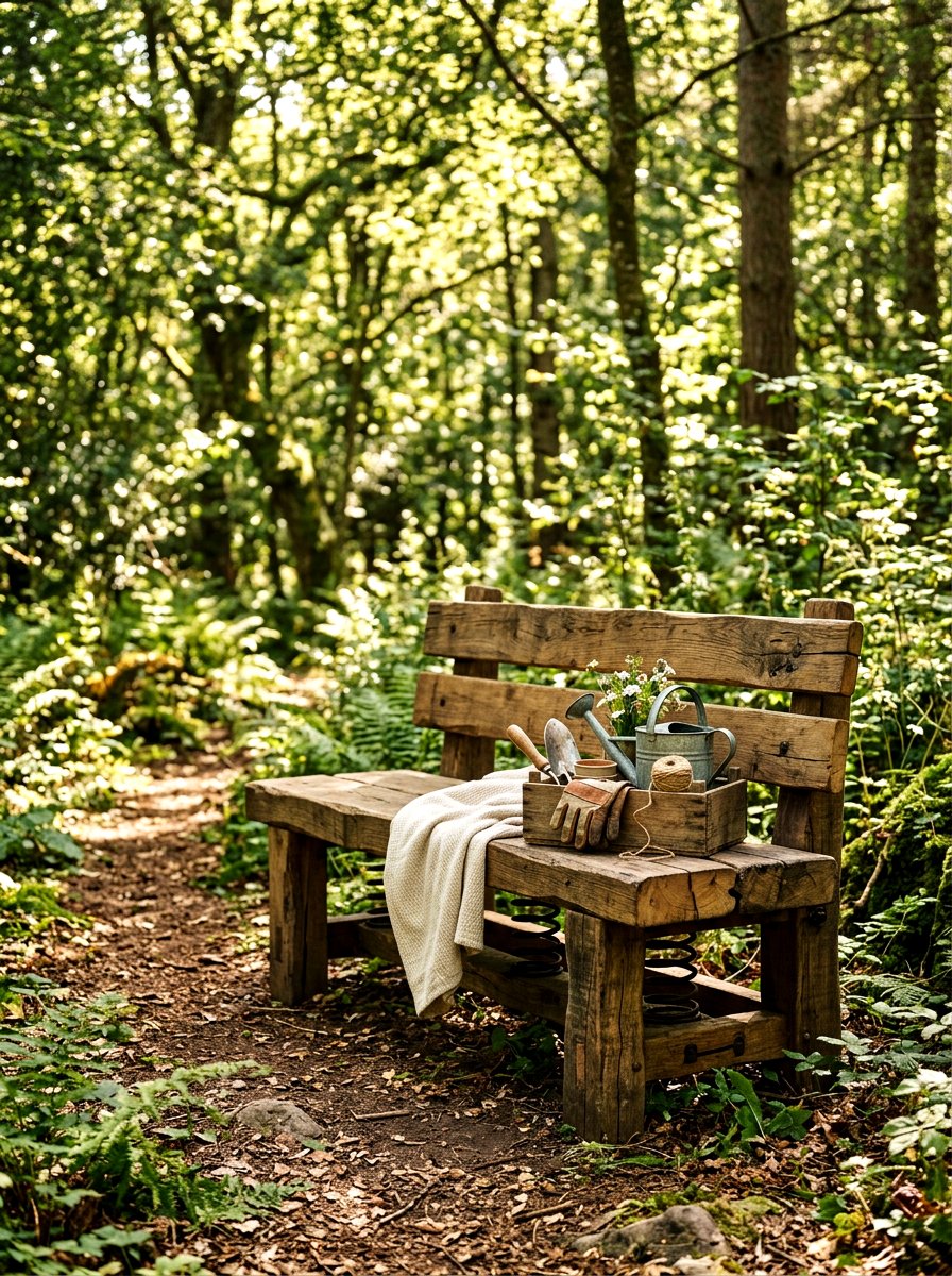 Rustic Wooden Bench Spring - 25 Spring Outdoor Bench Decor Ideas