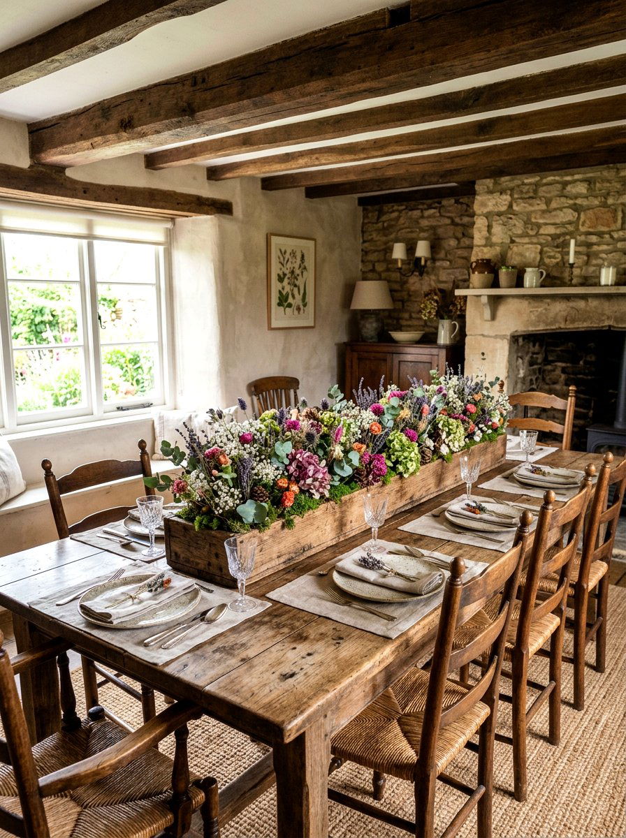 Rustic Wooden Box With Dried Florals - 25 Spring Dried Flower Arrangement Ideas