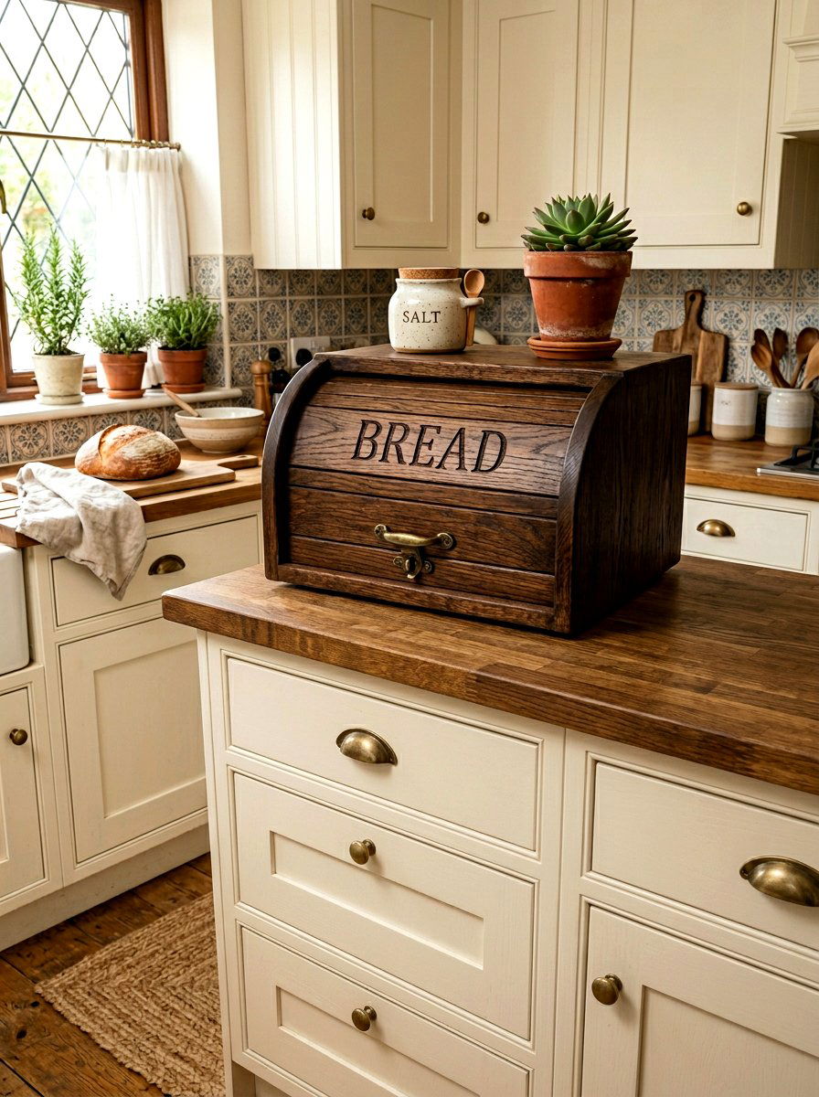 Rustic Wooden Bread Box - 25 Spring Refrigerator Top Decor Ideas