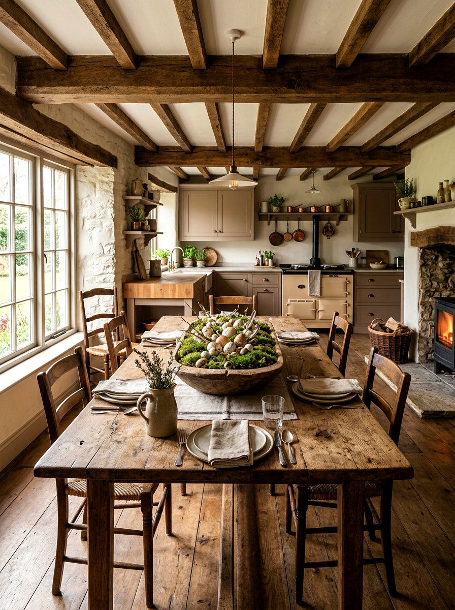 Rustic Wooden Dough Bowl - 25 Spring Kitchen Table Centerpiece Ideas
