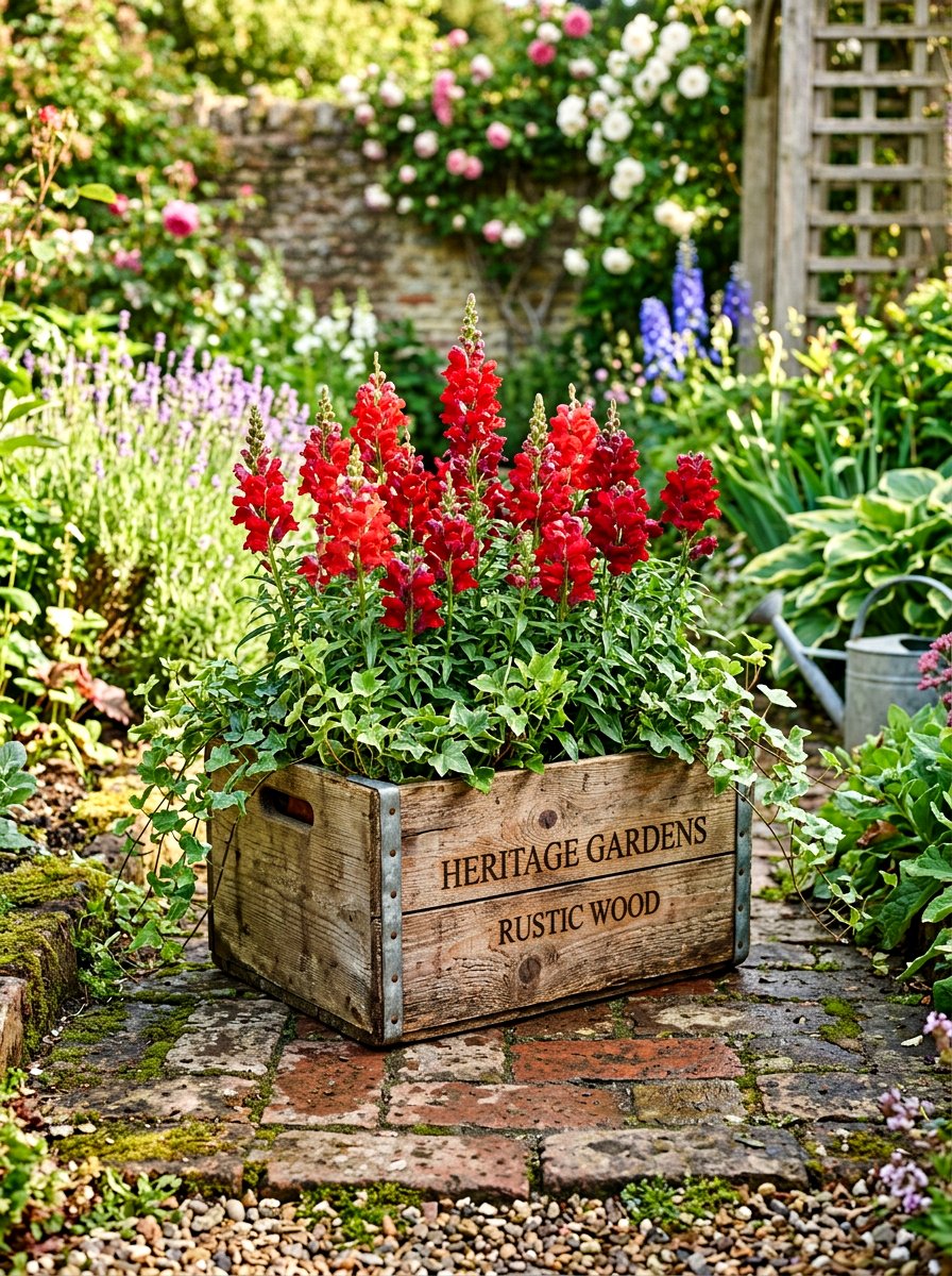 Rustic Wooden Garden Crate - 25 Spring Flower Basket Ideas