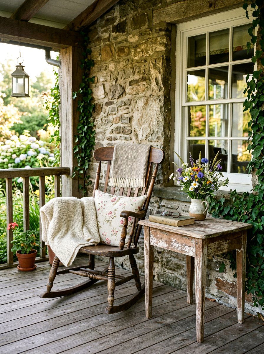 Rustic Wooden Side Tables - 25 Spring Porch Rocker Decor Ideas