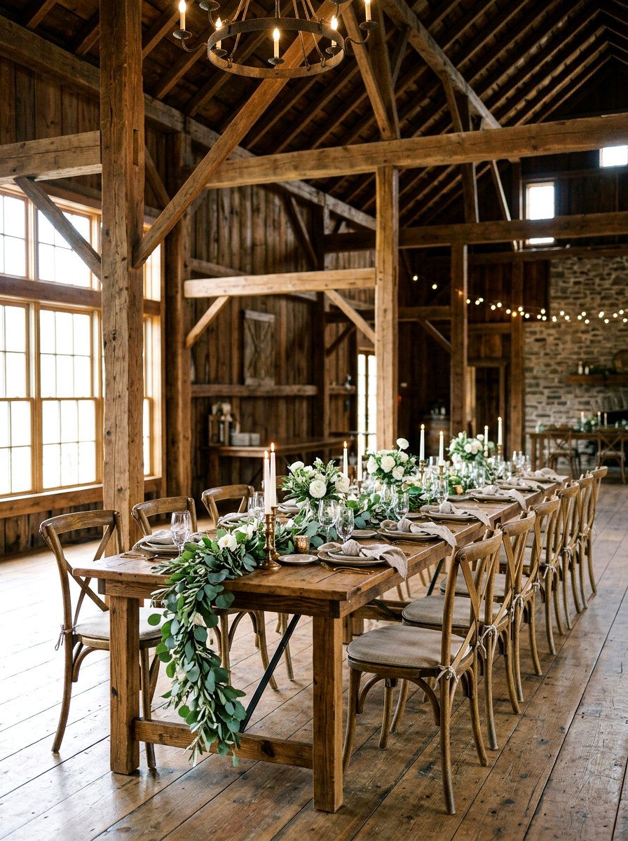 Rustic Wooden Table - 25 Spring Wedding Table Decor Ideas
