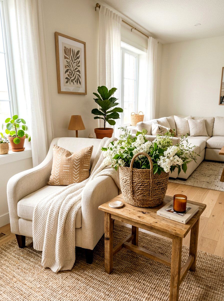 Rustic Woven Basket - 25 Spring Antique Decor Ideas