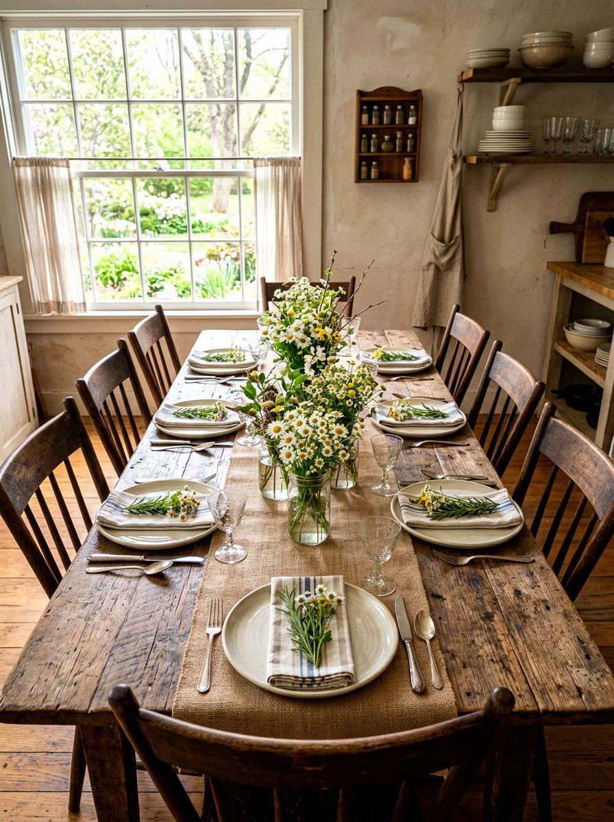 Rustic farmhouse spring table - 25 Spring Place Setting Ideas