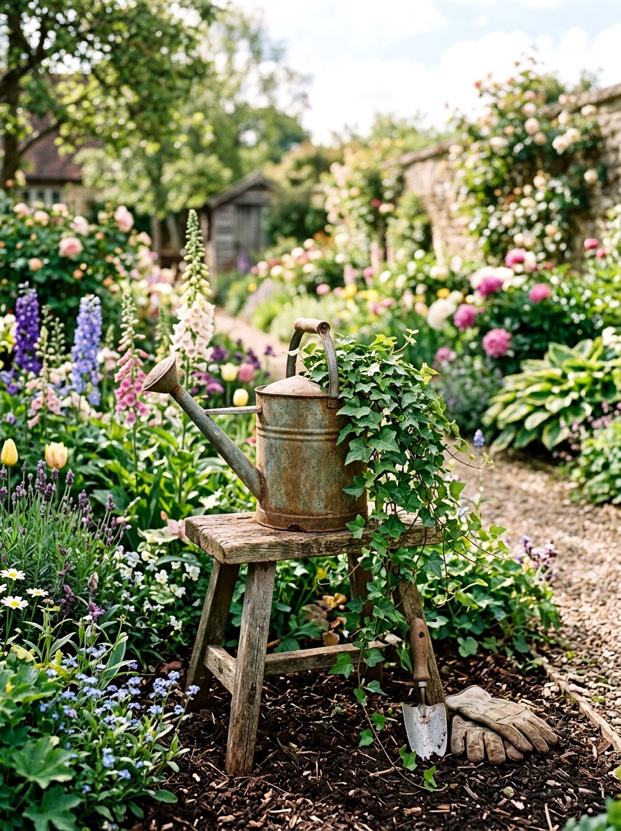 Rustic metal watering can decor - 25 Spring Galvanized Decor Ideas