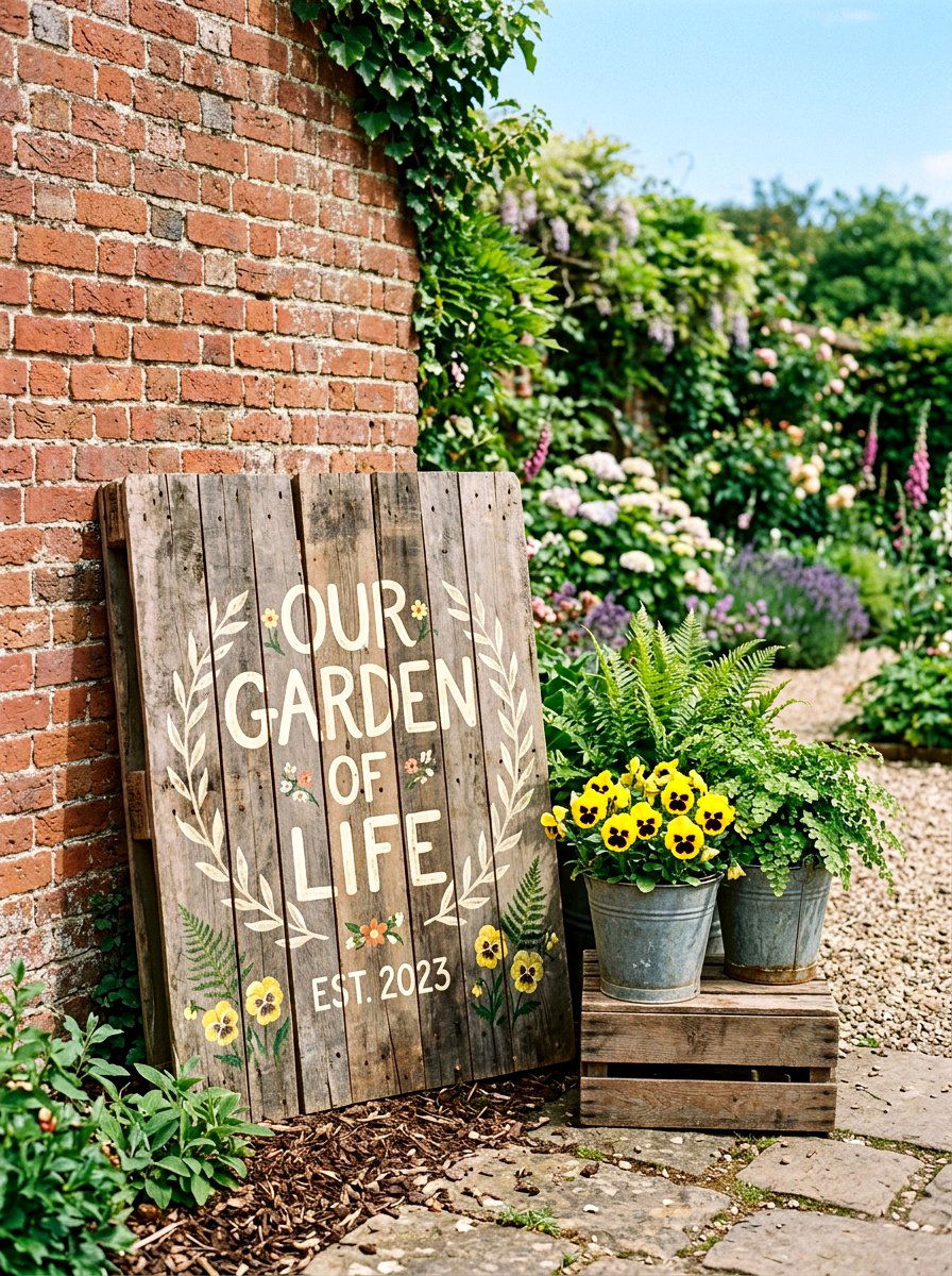 Rustic pallet garden sign - 25 Spring Garden Sign Ideas