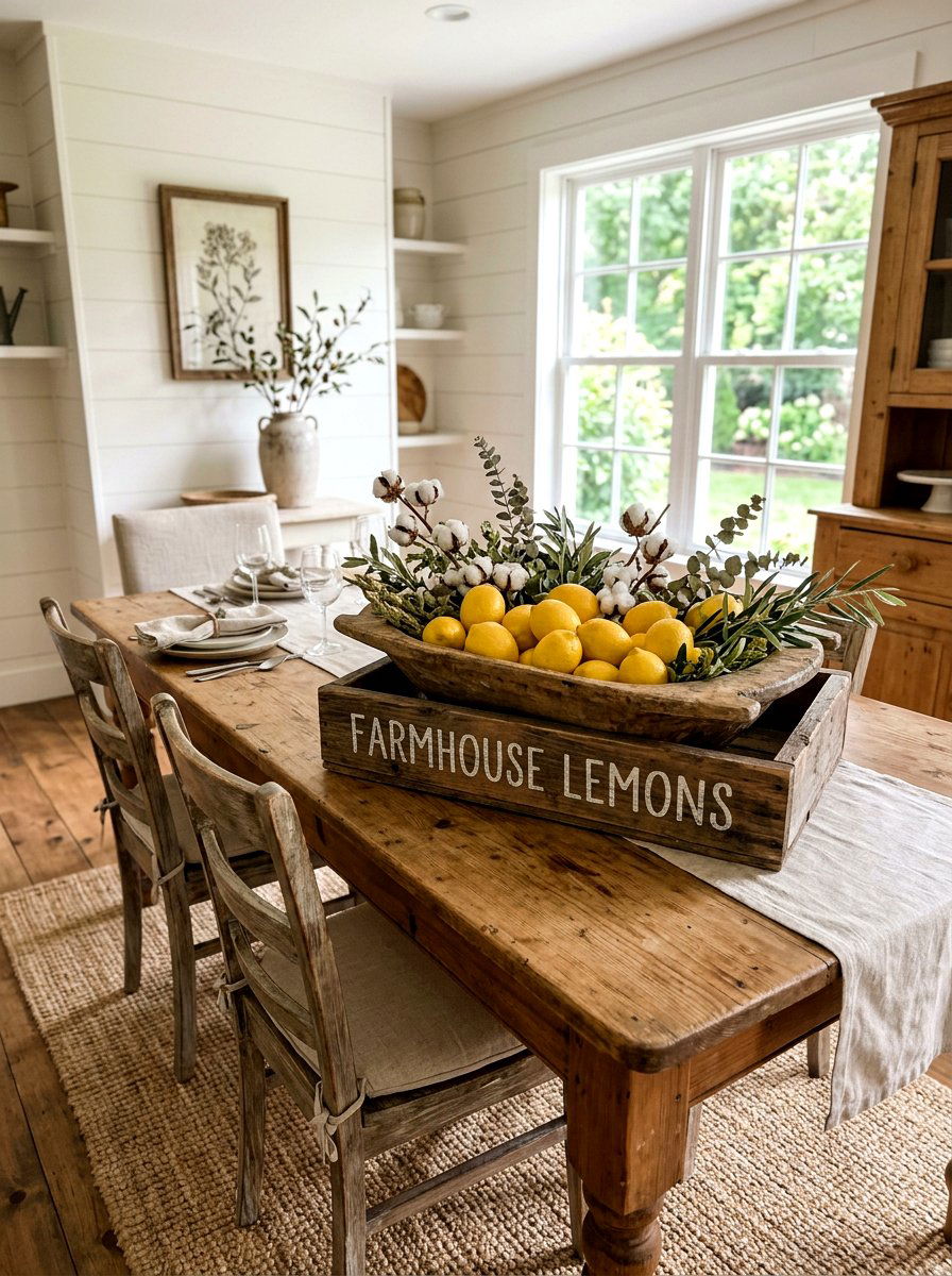 Rustic wooden box lemon display - 25 Spring Lemon Centerpiece Ideas