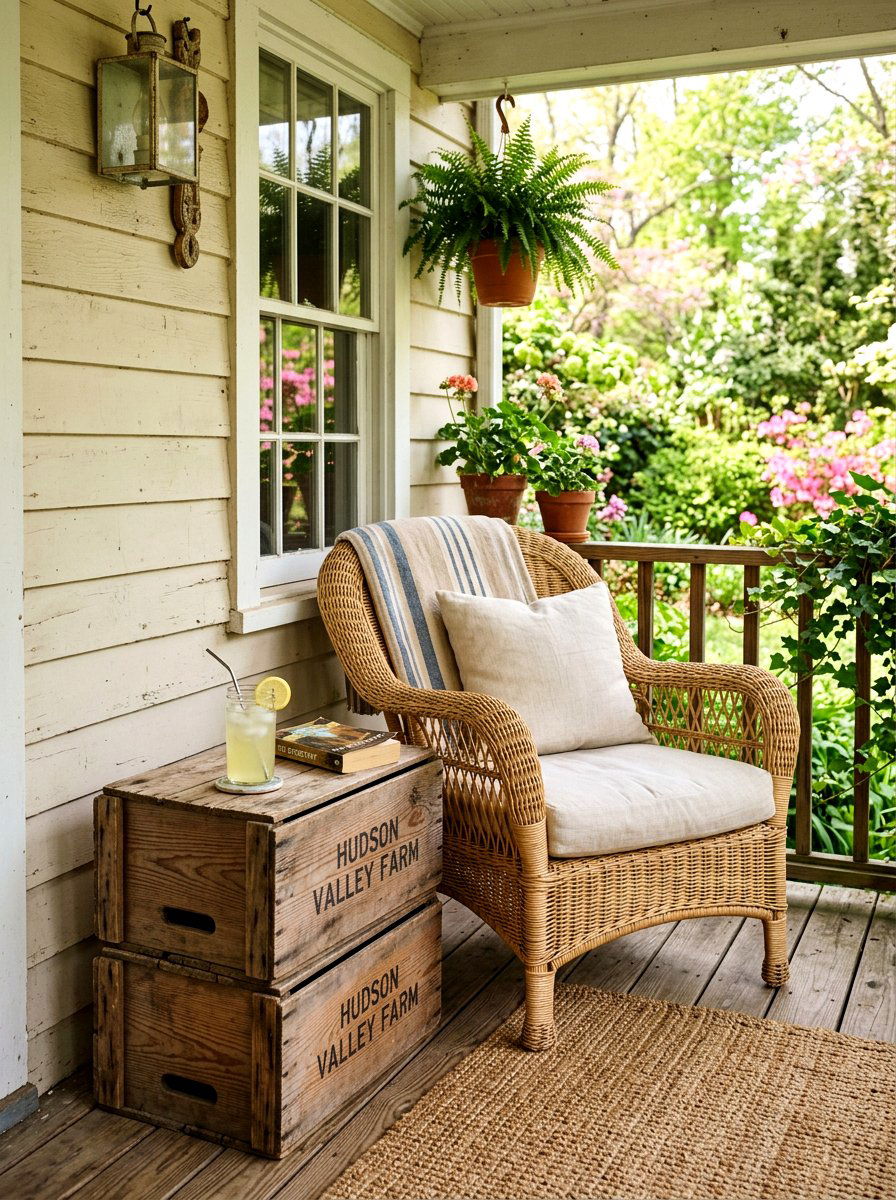 Rustic wooden crate side tables - 25 Spring Back Porch Decor Ideas